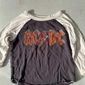 Rowdy Sprout AC/DC Kids Raglan Shirt - Black and Cream